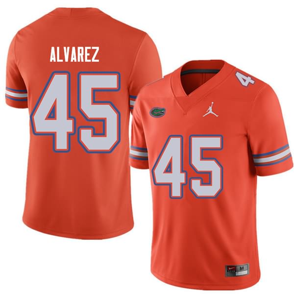 Men's NCAA Florida Gators Carlos Alvarez #45 Stitched Authentic Jordan Brand Orange College Football Jersey LGK7665WL